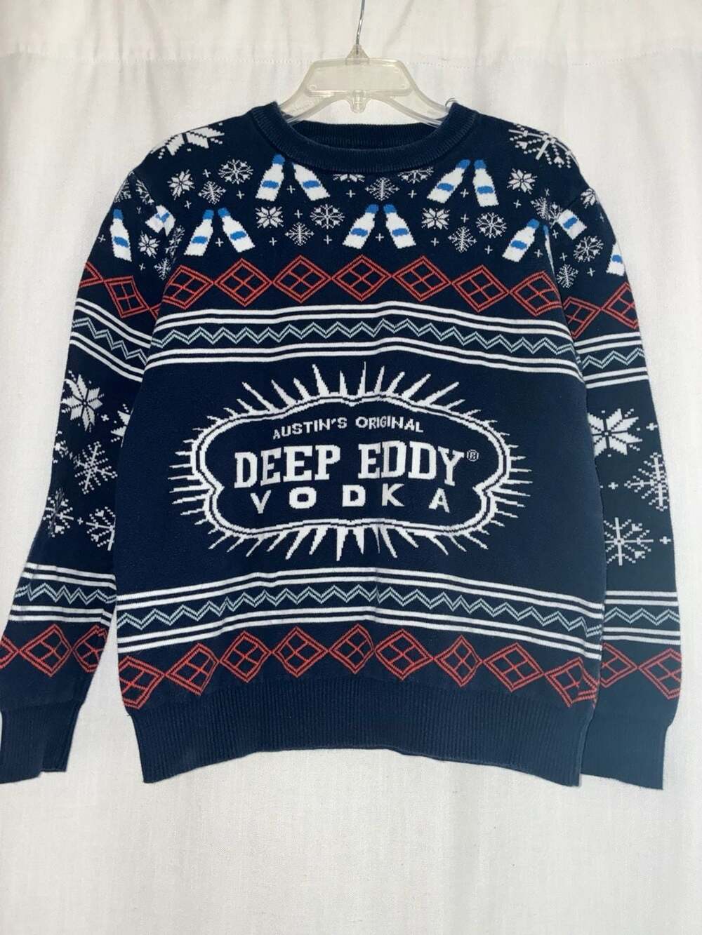 Deep Eddy Vodka Austin's Original Ugly Christmas Sweater 100% Cotton Small